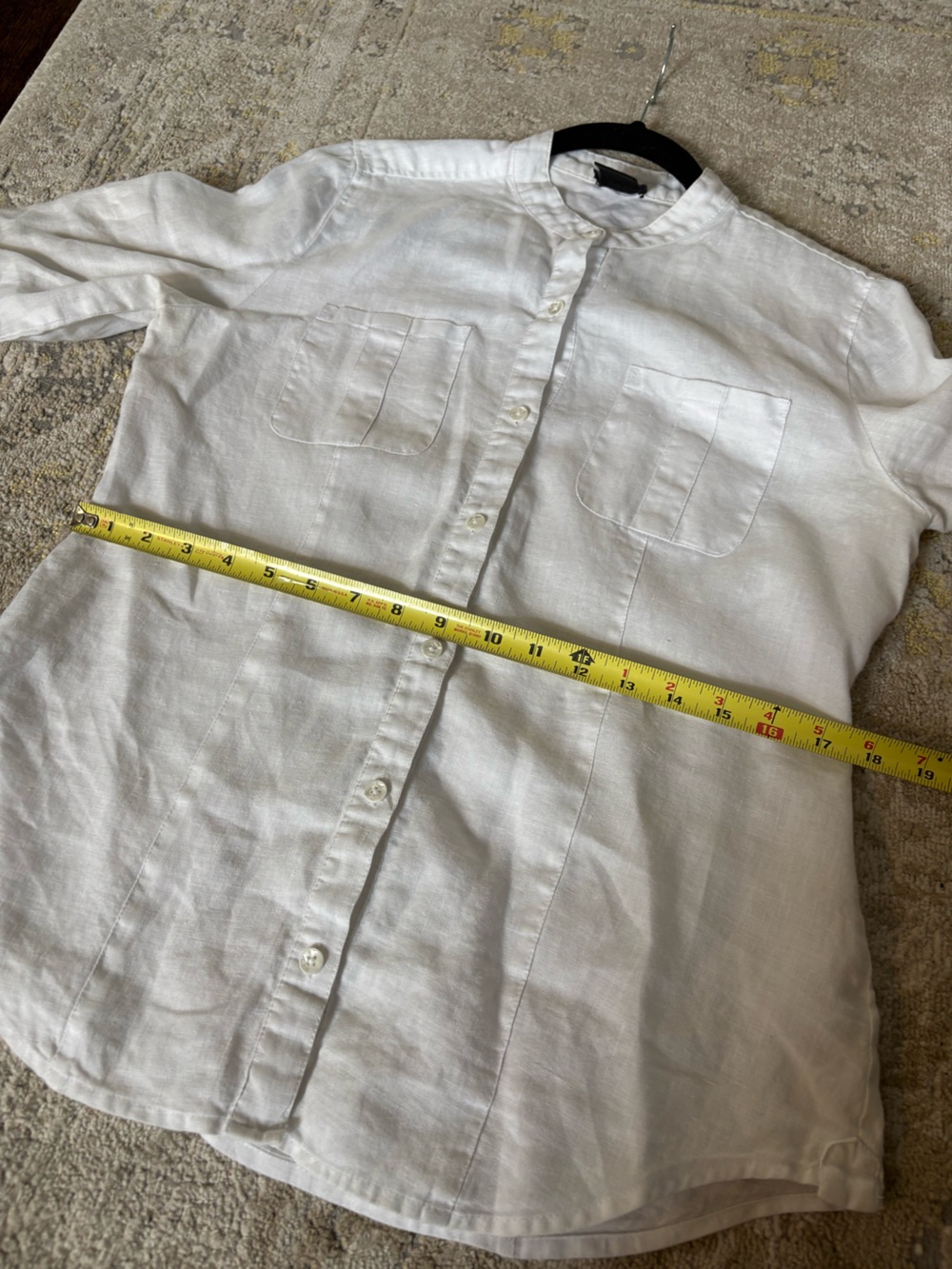 Lord & Taylor White Linen Mandarin Collar Shirt - Picture 8 of 10